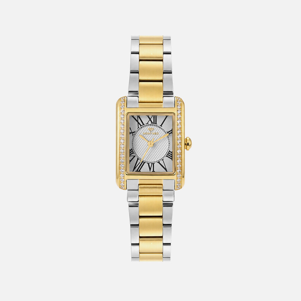 Women Quartz Silver Dial Analog Stainless Steel Watch 4008T-M1203