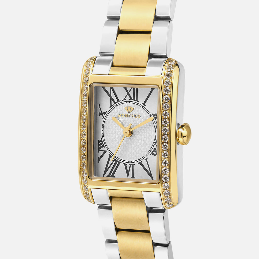 Women Quartz Silver Dial Analog Stainless Steel Watch 4008T-M1203