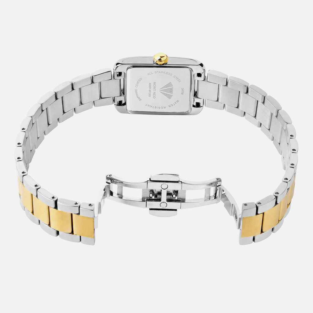Women Quartz Silver Dial Analog Stainless Steel Watch 4008T-M1203
