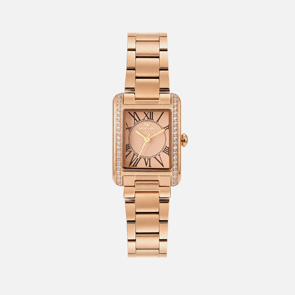 Women Quartz Rose Gold Dial Analog Stainless Steel Watch 4008T-M3307