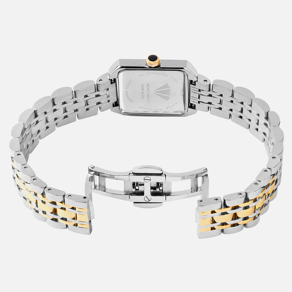 Women Quartz Gold Dial Analog Stainless Steel Watch 4009B-M1203