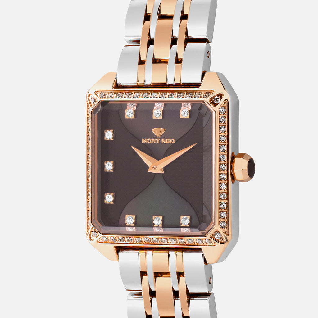 Women Quartz Black Dial Analog Stainless Steel Watch 4009B-M1304