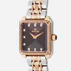 Women Quartz Black Dial Analog Stainless Steel Watch 4009B-M1304