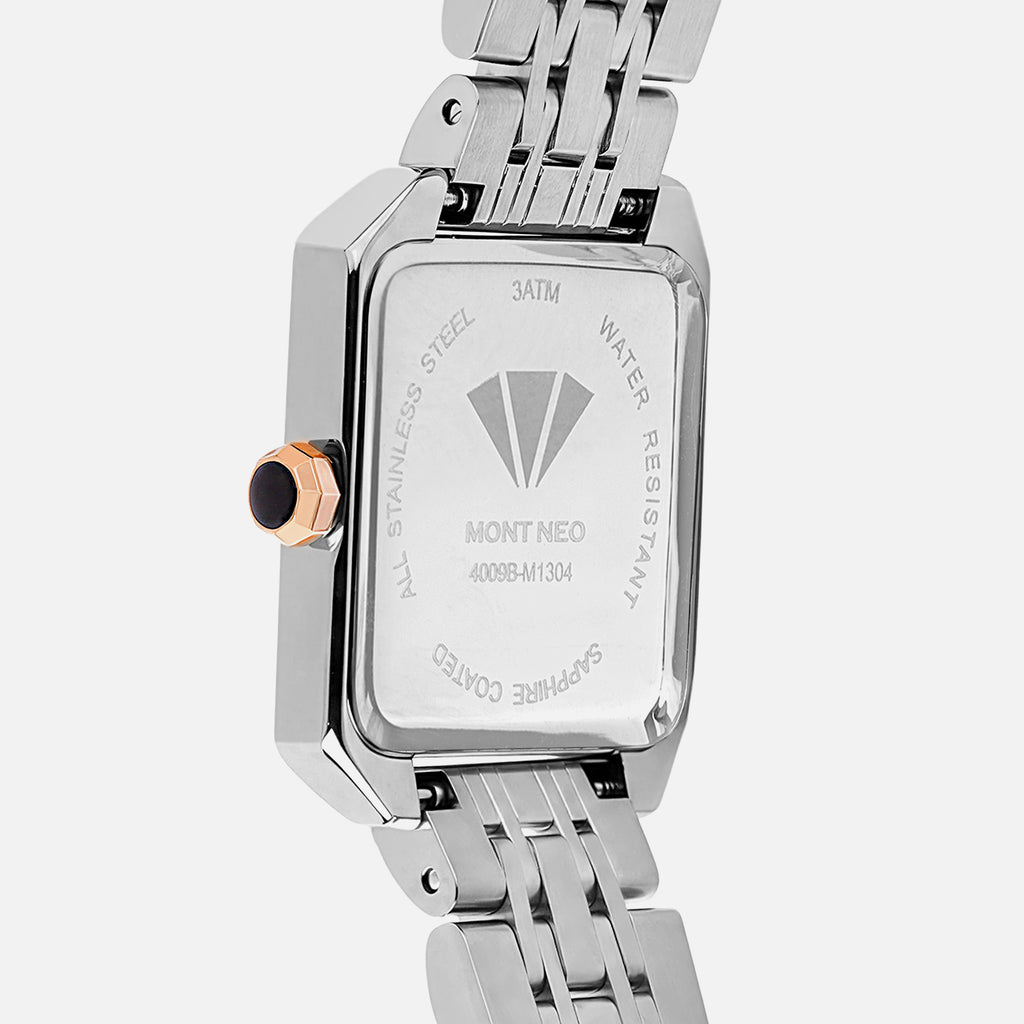 Women Quartz Black Dial Analog Stainless Steel Watch 4009B-M1304