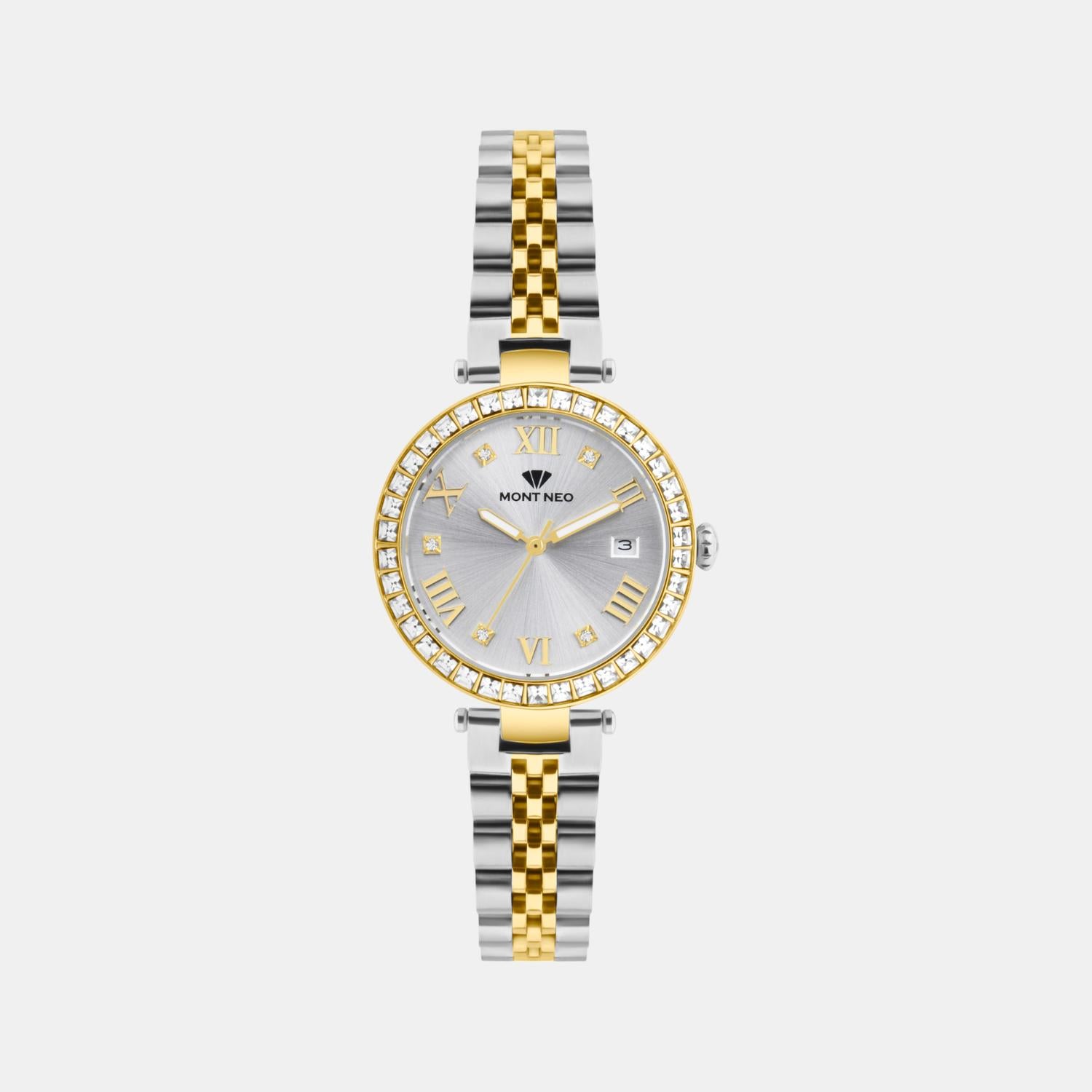 Women Quartz Silver Dial Analog Stainless Steel Watch 4505E-M1203