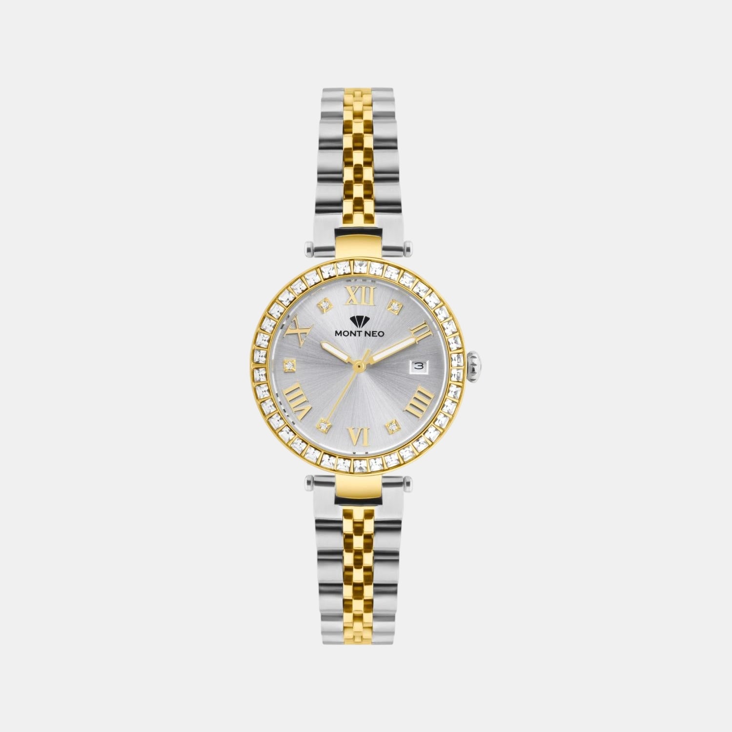 Women Quartz Silver Dial Analog Stainless Steel Watch 4505E-M1203