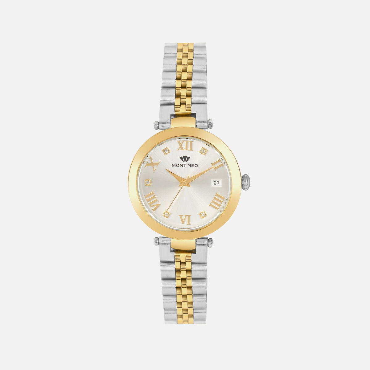 Women Quartz Silver Dial Analog Stainless Steel Watch 4505E-M1203