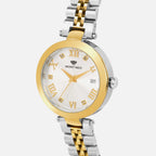 Women Quartz Silver Dial Analog Stainless Steel Watch 4505E-M1203