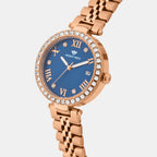 Women Quartz Blue Dial Analog Metal Watch 4505E-M3305