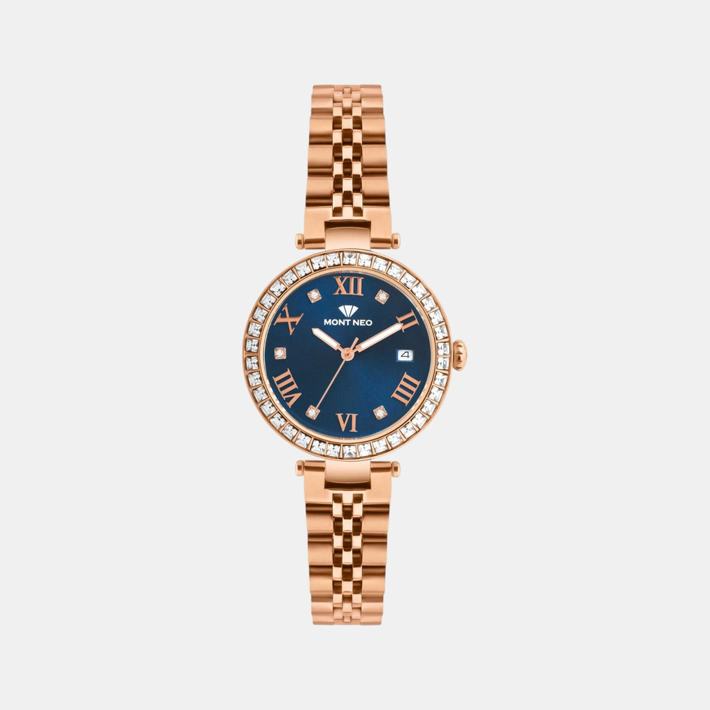 Women Quartz Blue Dial Analog Metal Watch 4505E-M3305