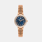 Women Quartz Blue Dial Analog Metal Watch 4505E-M3305