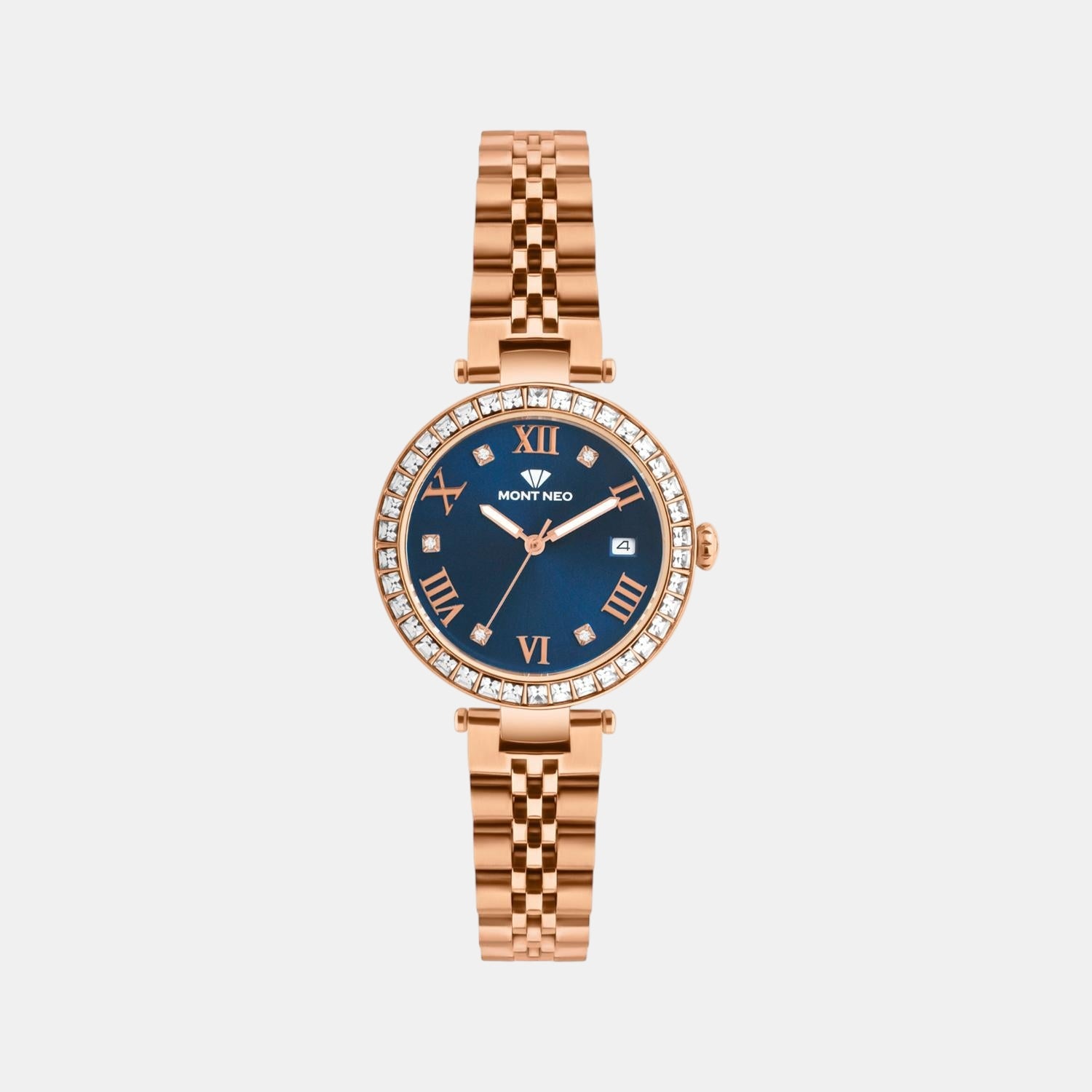 Women Quartz Blue Dial Analog Metal Watch 4505E-M3305