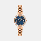 Women Quartz Blue Dial Analog Metal Watch 4505E-M3305