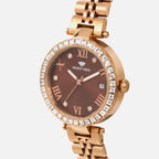 Women Quartz Brown Dial Analog Stainless Steel Watch 4505E-M3306