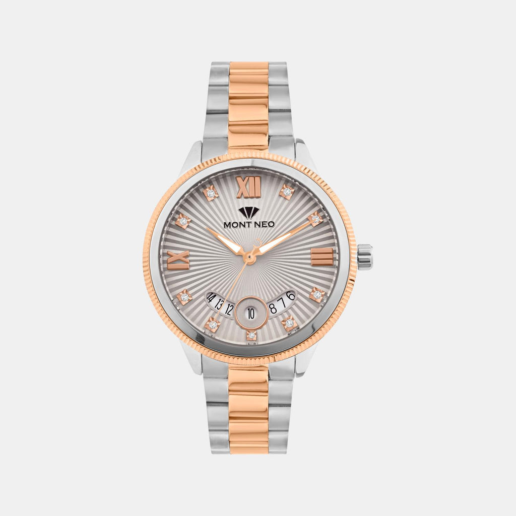 Women Quartz Grey Dial Analog Stainless Steel Watch 4506E-M1315