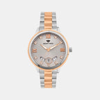 Women Quartz Grey Dial Analog Stainless Steel Watch 4506E-M1315