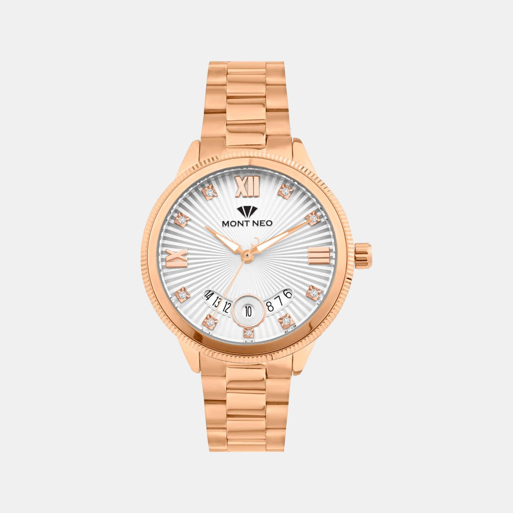 Women Quartz Silver Dial Analog Stainless Steel Watch 4506E-M3303