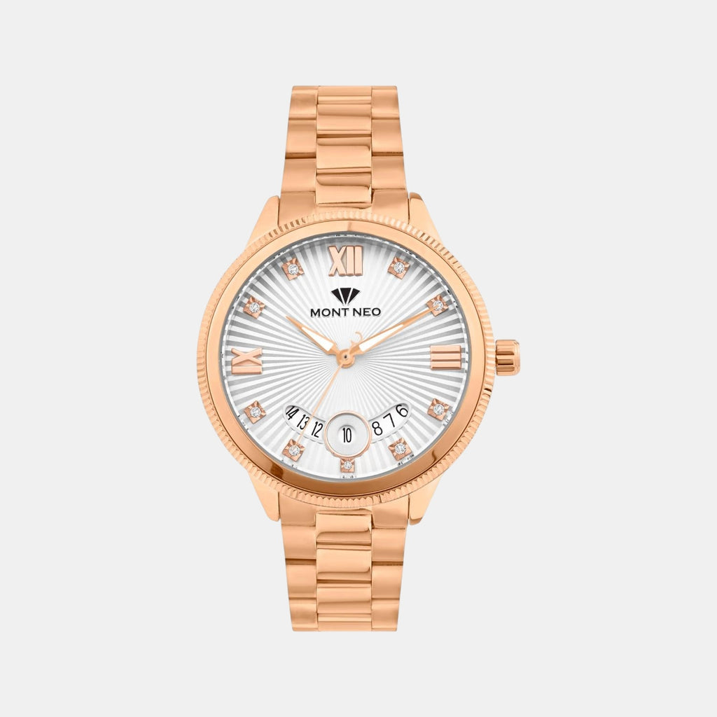 Women Quartz Silver Dial Analog Stainless Steel Watch 4506E-M3303