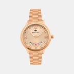 Women Quartz Rose Dial Analog Stainless Steel Watch 4506E-M3307