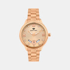 Women Quartz Rose Dial Analog Stainless Steel Watch 4506E-M3307