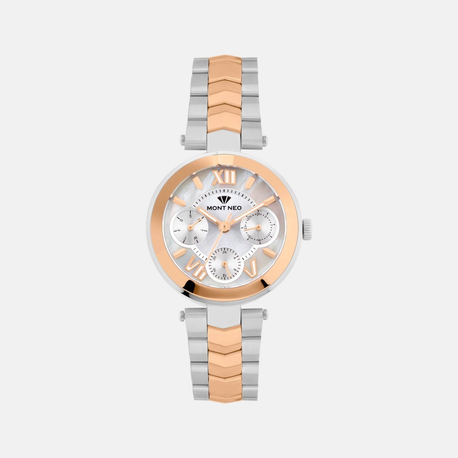 Women Quartz Silver Dial Multi-Function Stainless Steel Watch 4507M-M1303