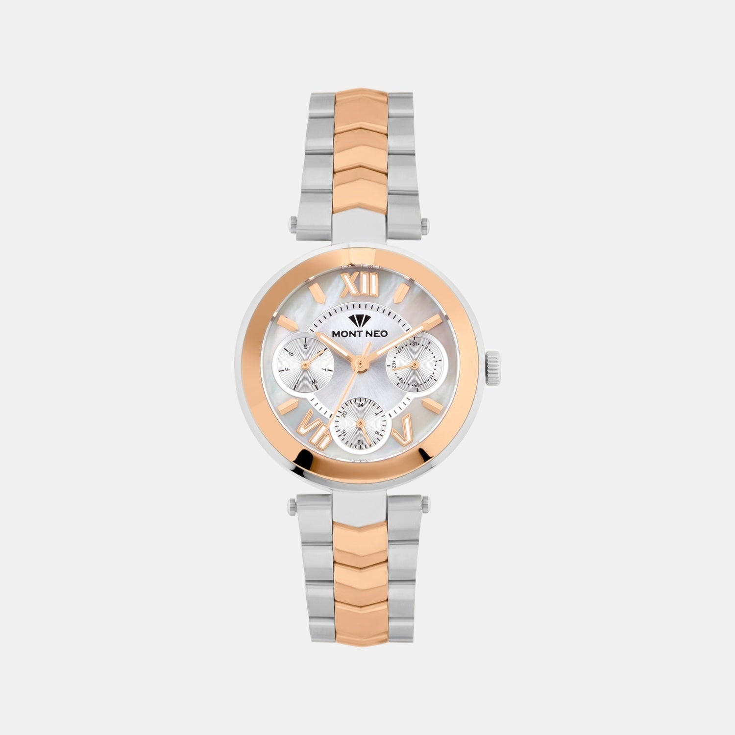 Women Quartz Silver Dial Multi-Function Stainless Steel Watch 4507M-M1303