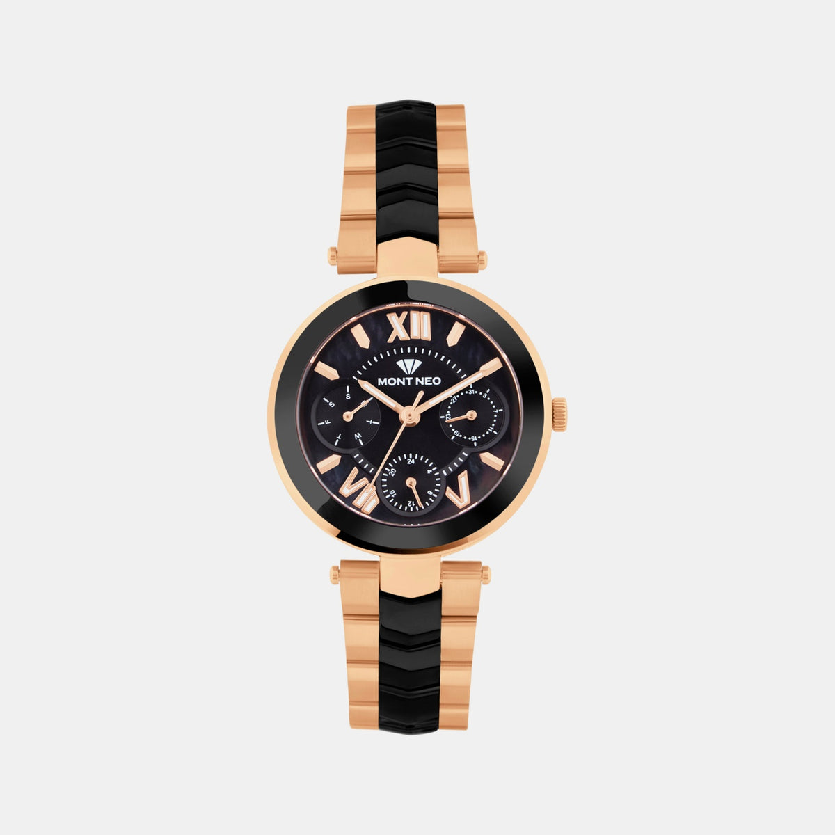 Women Quartz Black Dial Analog Stainless Steel Watch 4507M-M3404
