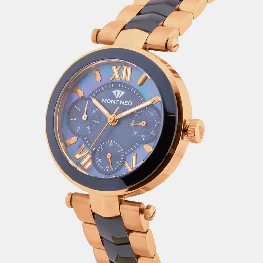 Women Quartz Blue Dial Analog Stainless Steel Watch 4507M-M3505