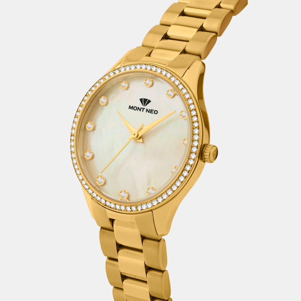 Women Quartz Mother Of Pearl Dial Analog Metal Watch 4509B-M2201