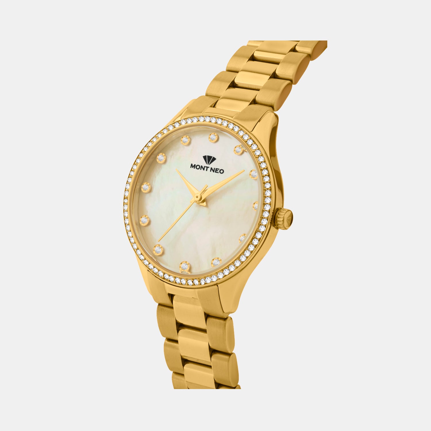 Women Quartz White Mother Of Pearl Dial Analog Metal Watch 4509B-M2201