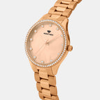 Women Quartz Pink Dial Analog Metal Watch 4509B-M3307