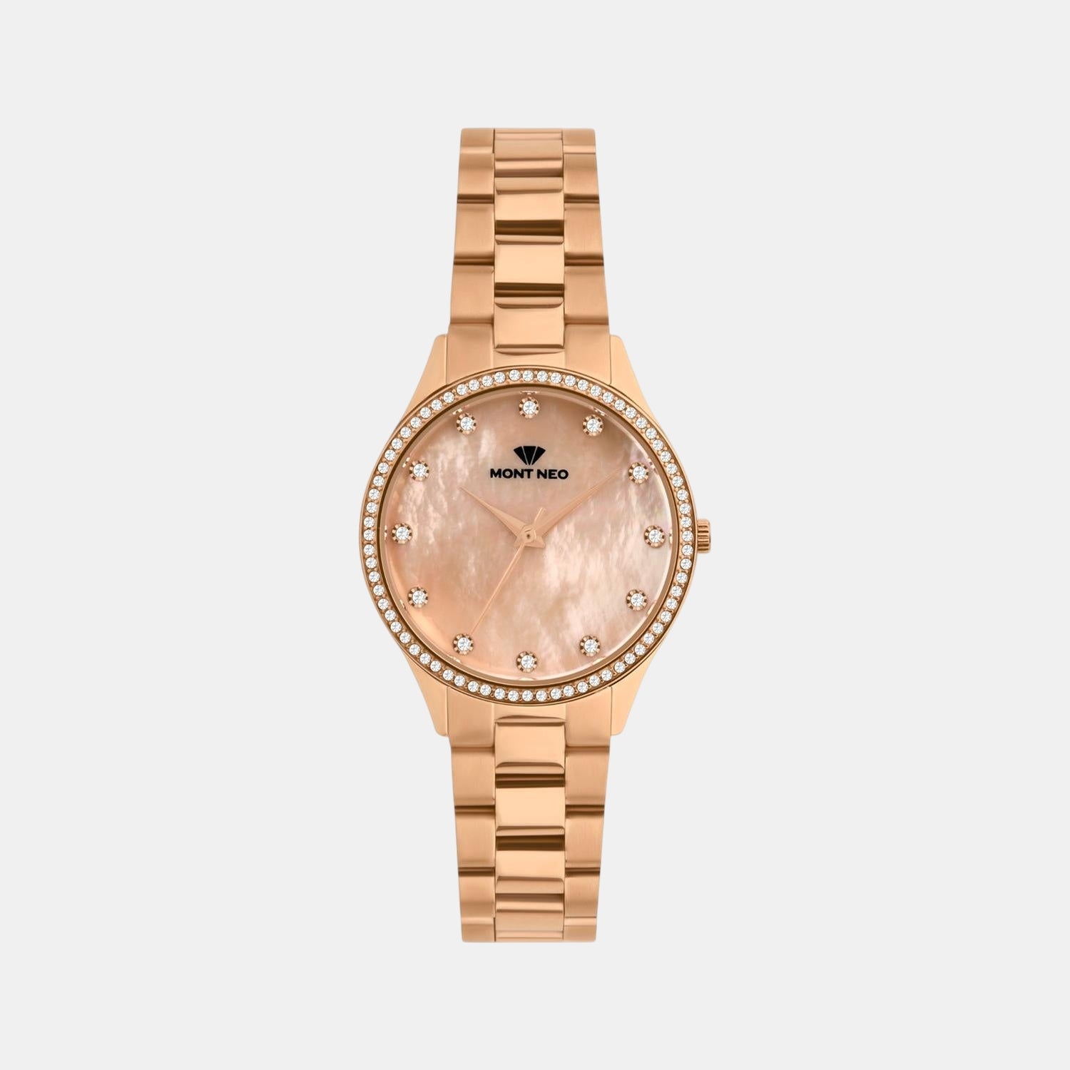 Women Quartz Rose Dial Analog Metal Watch 4509B-M3307