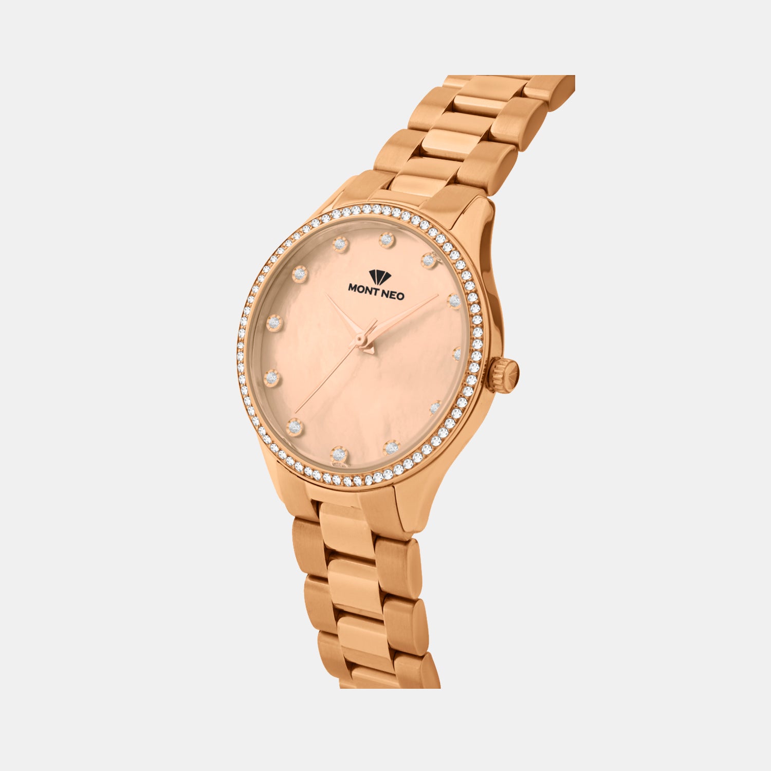 Women Quartz Rose Dial Analog Metal Watch 4509B-M3307