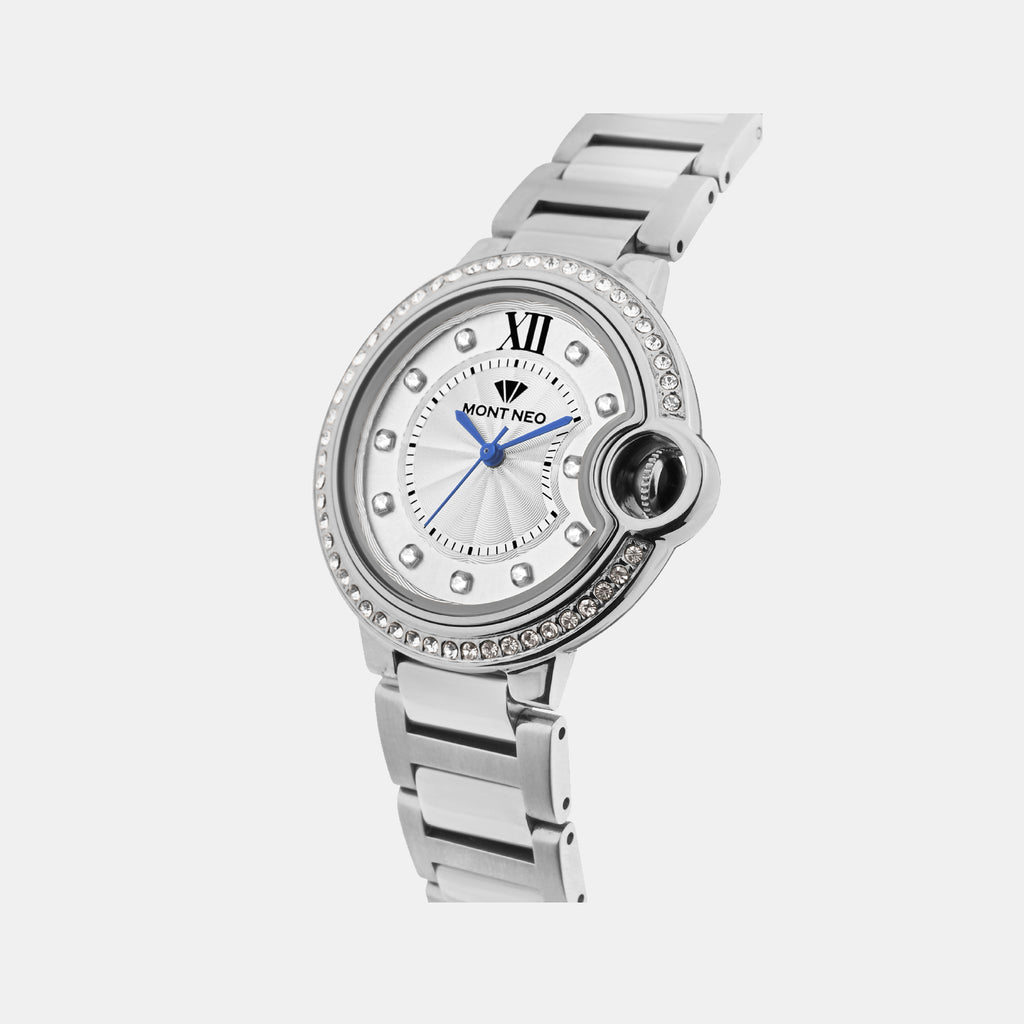 Women Quartz Silver Dial Analog Metal Watch 4510B-M1103