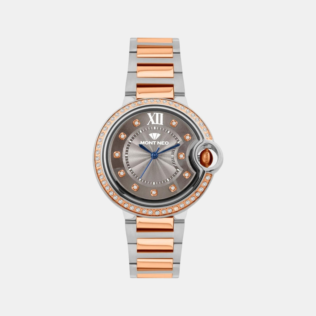 Women Quartz Grey Dial Analog Metal Watch 4510B-M1315