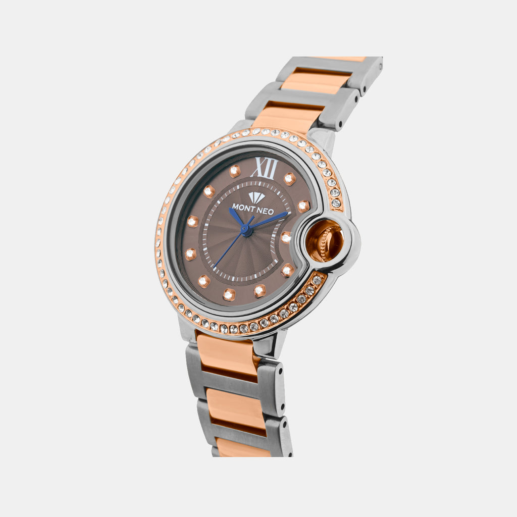 Women Quartz Grey Dial Analog Metal Watch 4510B-M1315