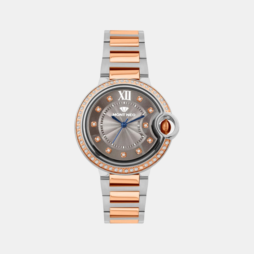 Women Quartz Grey Dial Analog Metal Watch 4510B-M1315