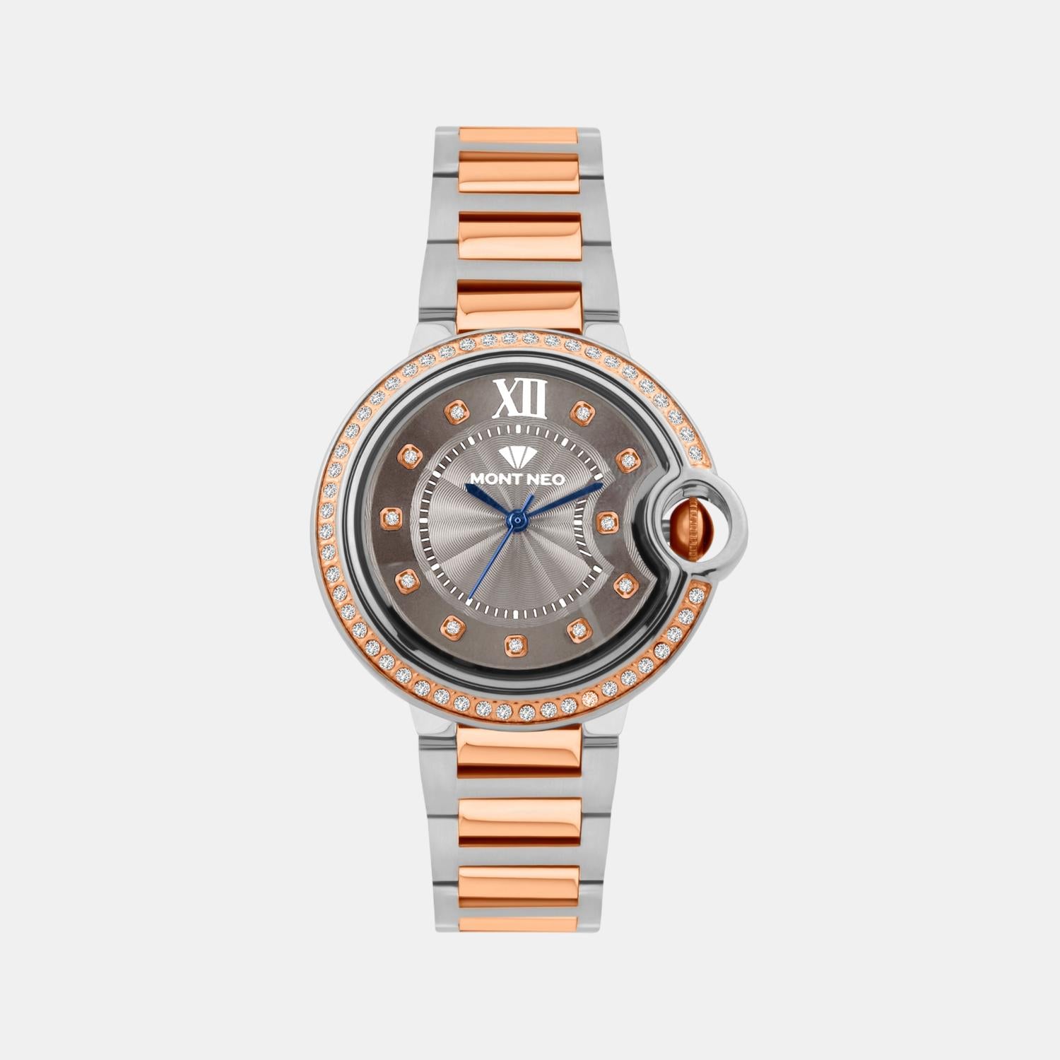 Women Quartz Grey Dial Analog Metal Watch 4510B-M1315