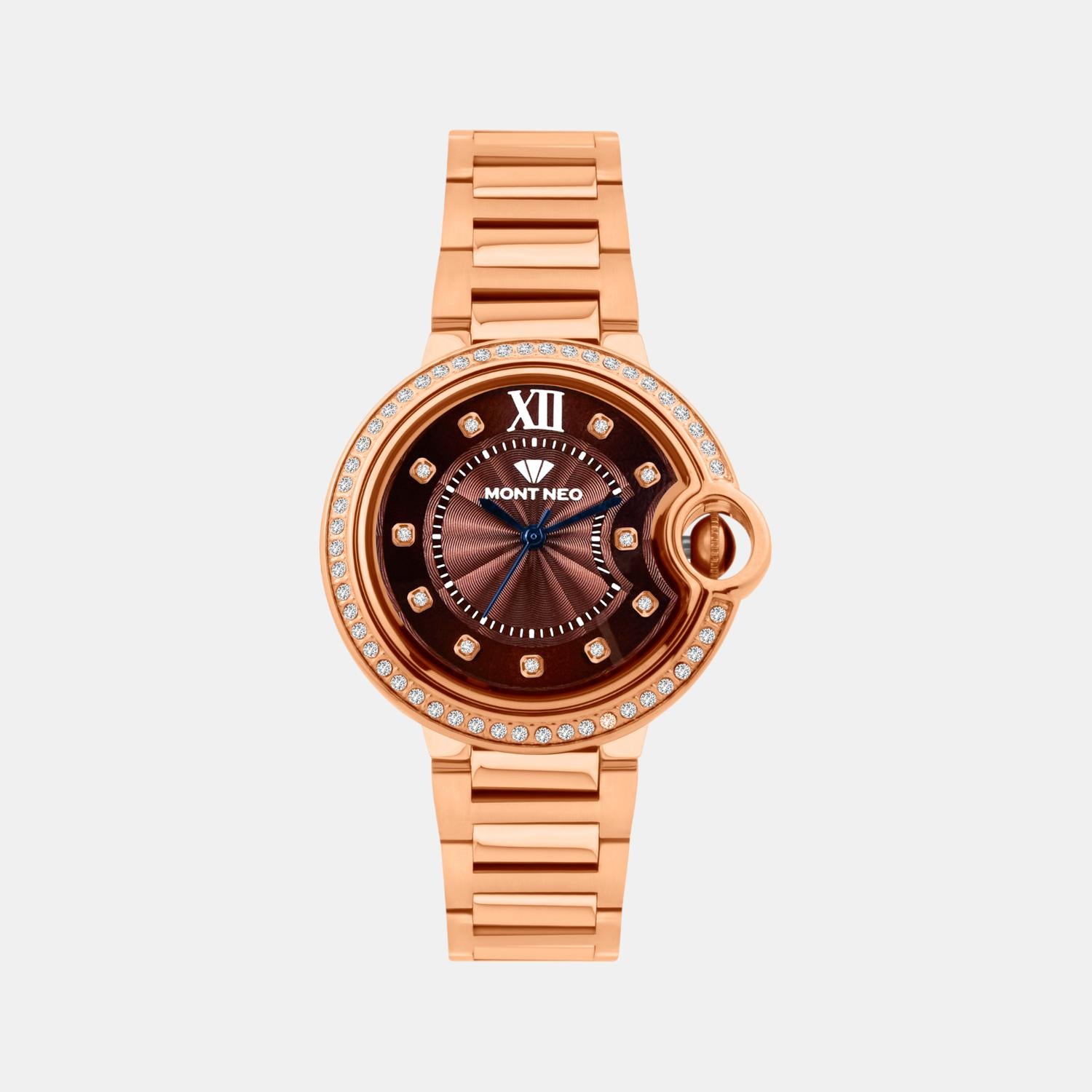 Women Quartz Brown Dial Analog Metal Watch 4510B-M3306