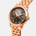 Women Quartz Brown Dial Multi-Function Stainless Steel Watch 4511M-M3306