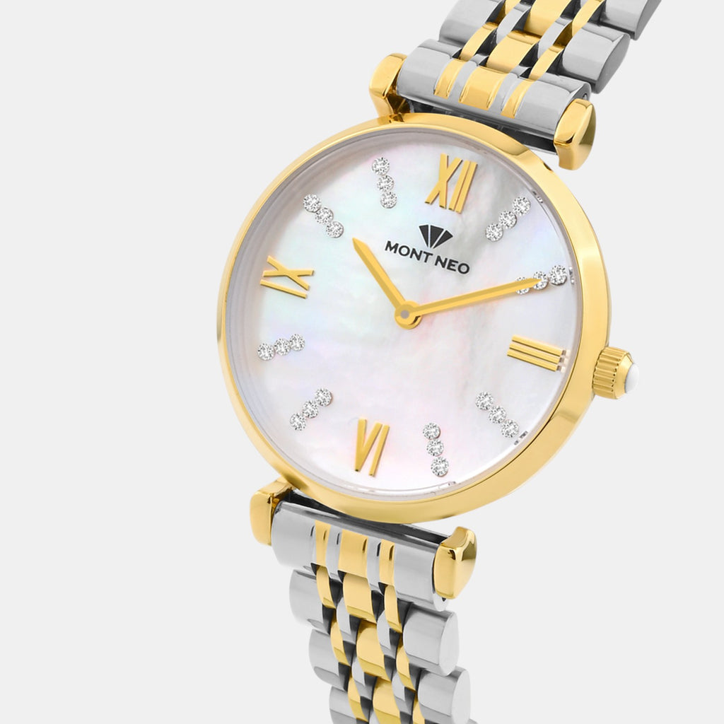 Women Quartz White Dial Analog Stainless Steel Watch 4515B-M1201