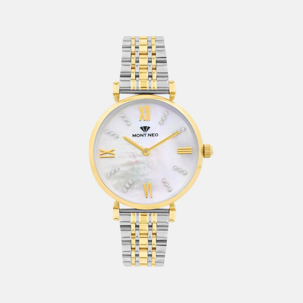 Women Quartz White Dial Analog Stainless Steel Watch 4515B-M1201