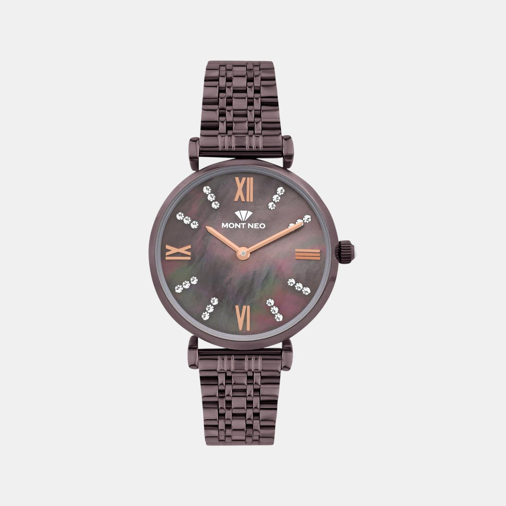 Women Quartz Brown Dial Analog Stainless Steel Watch 4515B-M6606