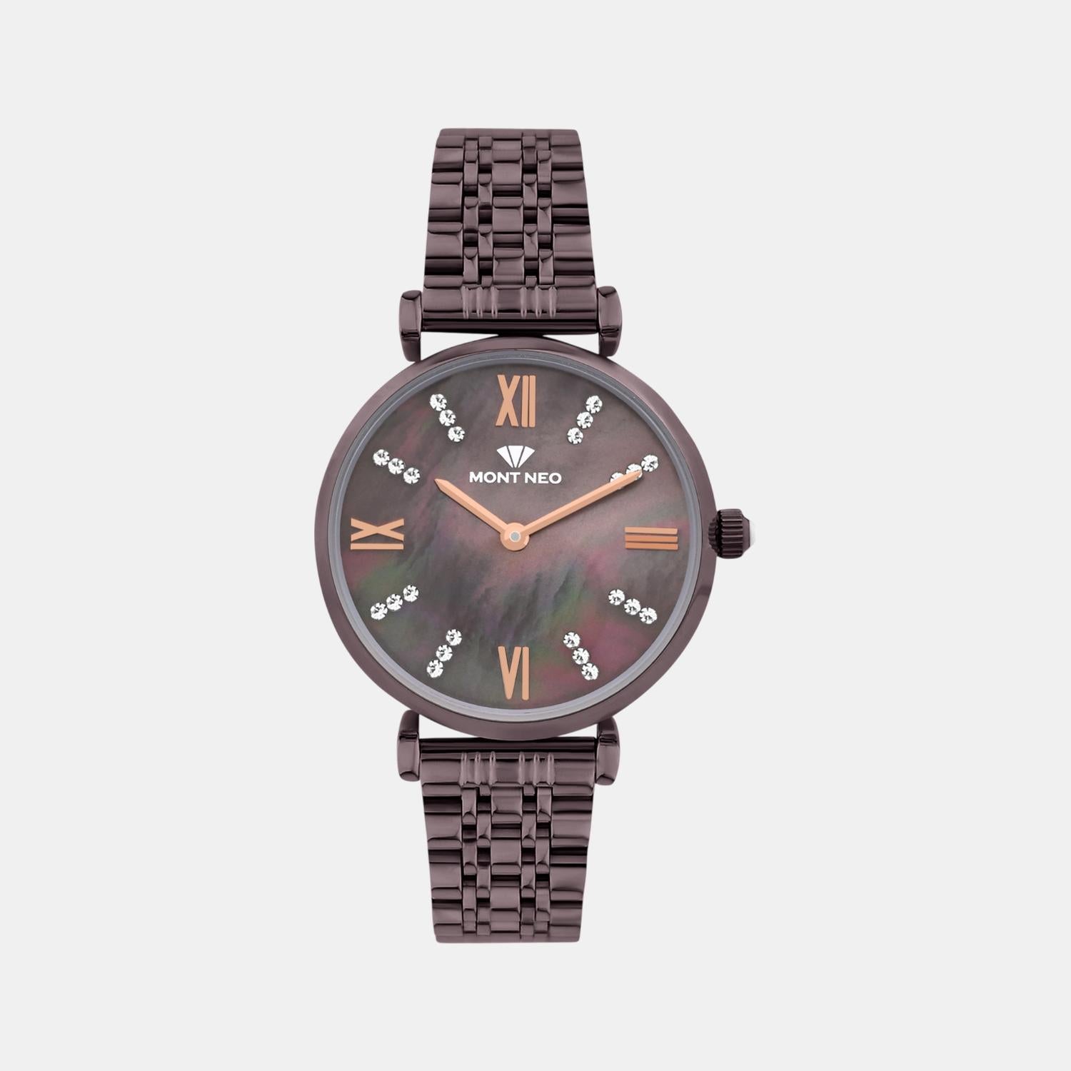 Women Quartz Brown Dial Analog Stainless Steel Watch 4515B-M6606