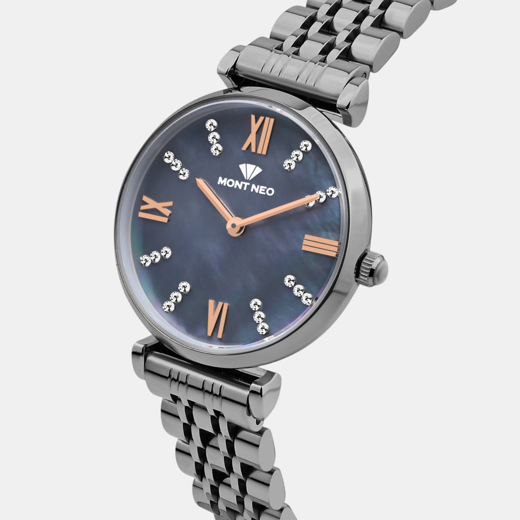 Women Quartz Blue Dial Analog Stainless Steel Watch 4515B-M8816