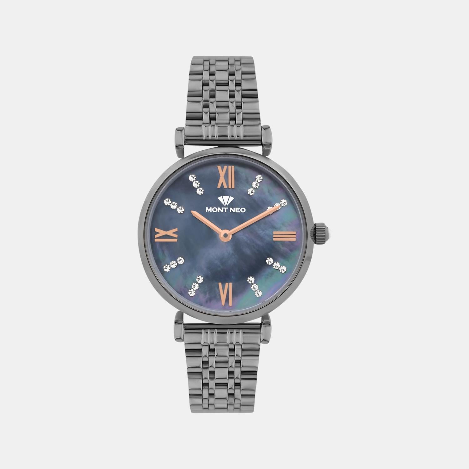 Women Quartz Blue Dial Analog Stainless Steel Watch 4515B-M8816