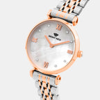 Women Quartz White Dial Analog Stainless Steel Watch 4516B-M1301