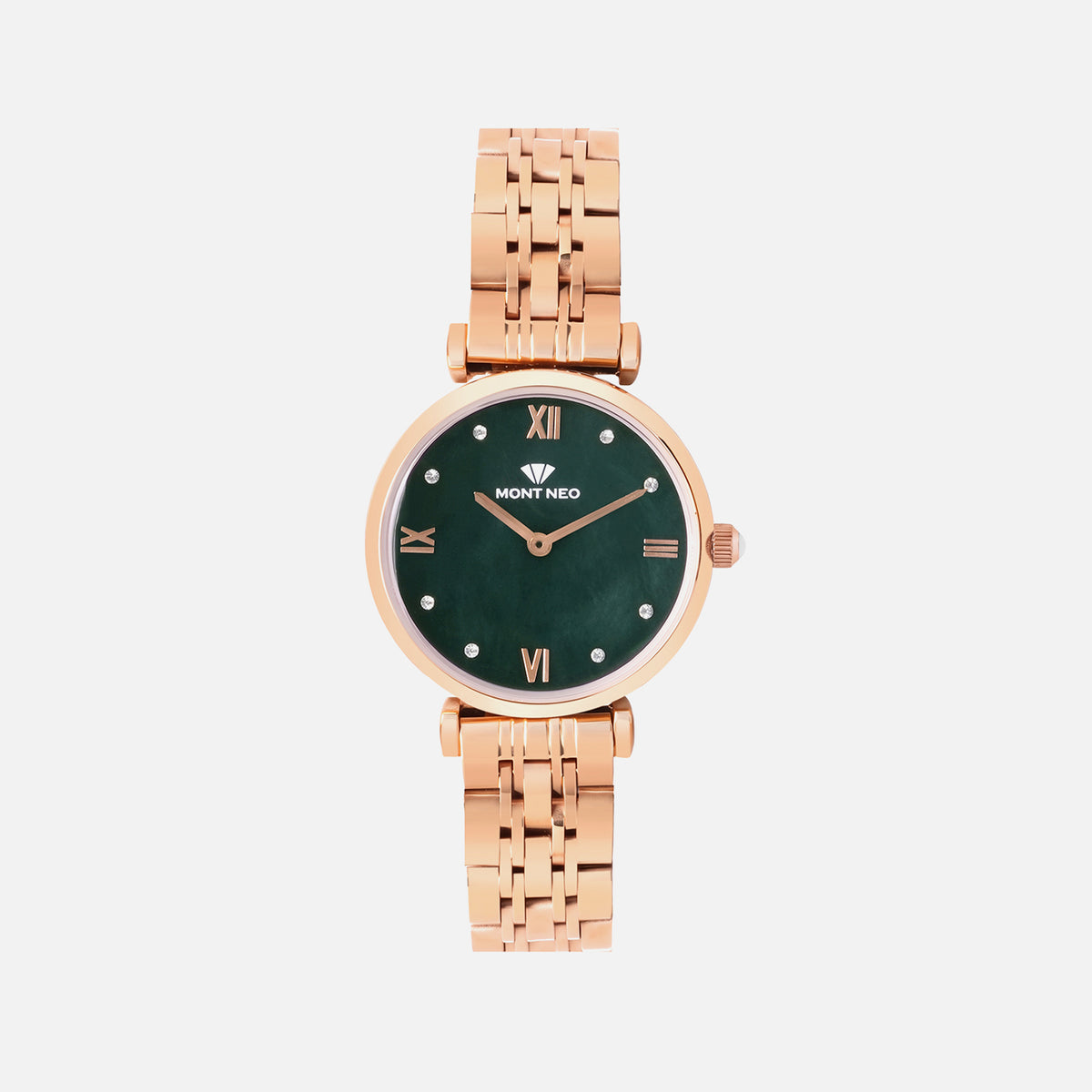 Women Quartz Green Dial Analog Stainless Steel Watch 4516B-M3314