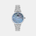 Women Quartz Light Blue Dial Analog Stainless Steel Watch 4517B-M1120