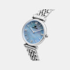 Women Quartz Light Blue Dial Analog Stainless Steel Watch 4517B-M1120